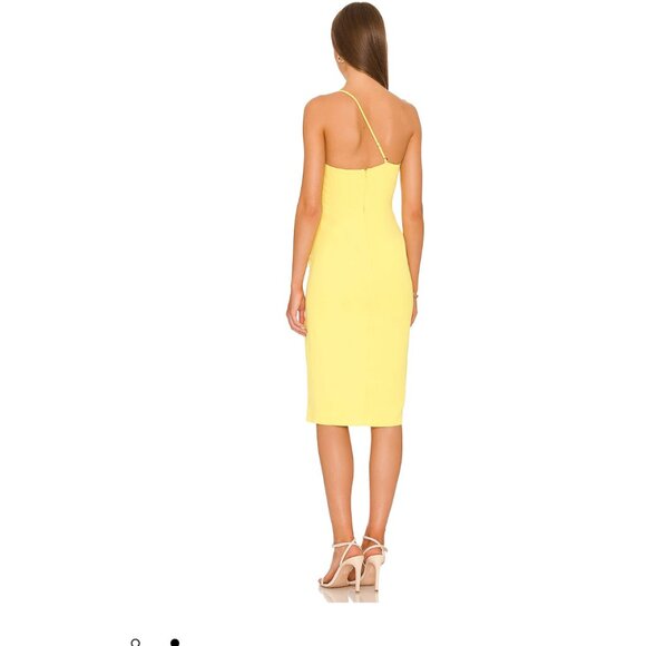 Lovers + Friends Lazo One Shoulder Midi Dress in Sunshine Yellow Size XS $178 - Picture 3 of 6